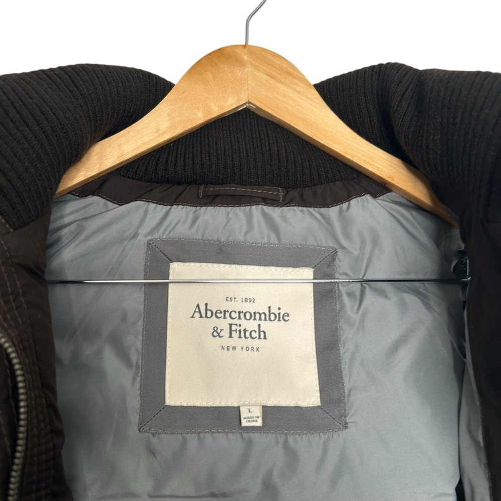ABERCROMBIE & FITCH y2K Brown Quilted Sleeveless Puffer Vest Size Large - Picture 11 of 12